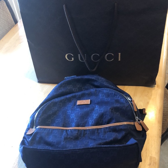 Gucci Nylon Monogram Medium Classic Backpack Blue - Picture 14 of 14